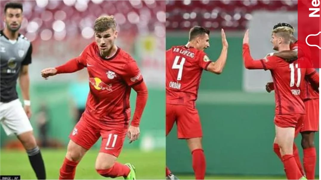 Timo Werner scores a perfect hat-trick as Leipzig defeats Teutonia Ottensen 8-0