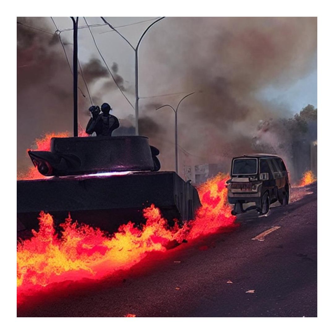 In the Lagos tanker fire, an armoured tank burned