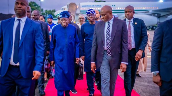 Tinubu Returns to Lagos After Europe Trip